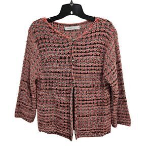 Skovhuus Womens Striped Pink Sweater Cardigan Denmark Size Medium